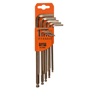 Nickel plated key set for hex screws, long ball end