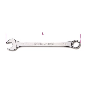 42INOX Combination wrenches, open and offset ring ends, made of stainless steel