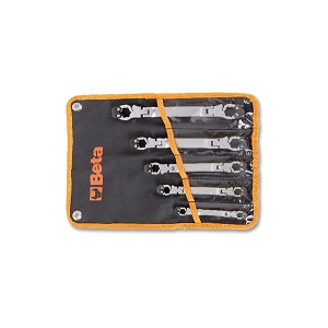 187/B5 Set of 5 swivelling, openable wrenches in wallet. Ideal for pipe fittings