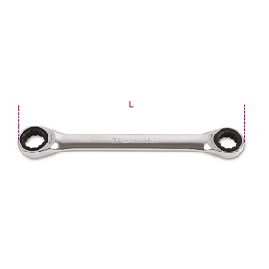 195AS Ratcheting double-ended flat bi-hex ring wrenches chrome-plated