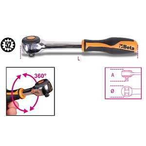 910/58 3/8" drive reversible ratchet with rotating handle, 52 tooth mechanism