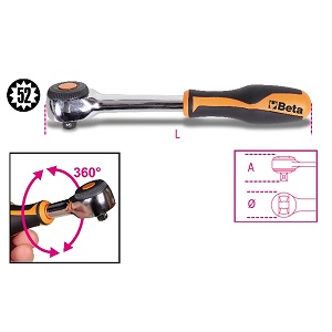 920/58 1/2" drive reversible ratchet with rotating handle, 52 tooth mechanism