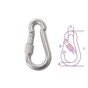 8274G Carabine hooks with screw nut AISI 316