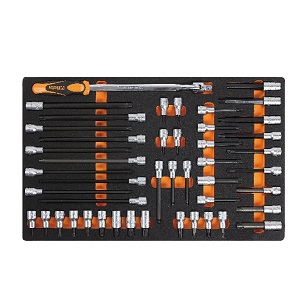 M121 Assortment of socket drivers and tool in soft thermoformed tray