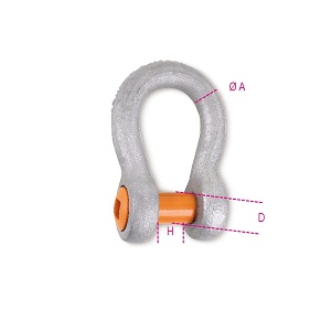 8032 Bow shackles with square sunken hole screw pin, high-tensile alloy steel, GRADE 6, hot-dip galvanized body