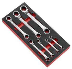7-piece foam module of Spline 15° angled ratchet ring wrenches