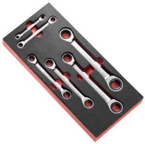 Inch straight ratchet ring wrenches in foam module