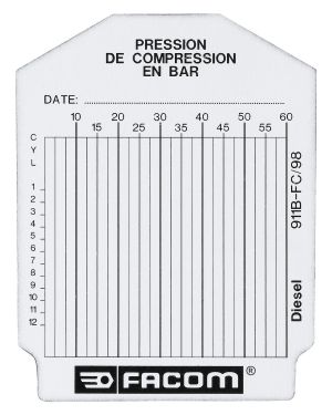 Set of 100 test cards for diesel engine