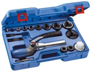 Dual-position hydraulic driver and ISO size hole punch set