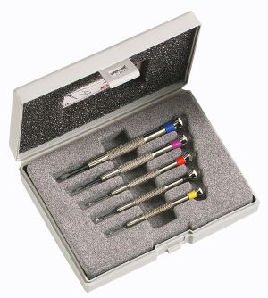 5-piece watchmaker screwdriver set for slotted head screw