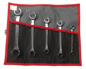 Set of 5 metric flare-nut wrench angled at 15°