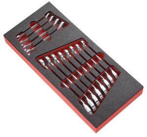 467R - Module of 12 metric open end combined ratchets in foam tray