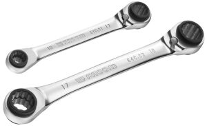 Metric multi-opening straight ratchet ring wrenches set