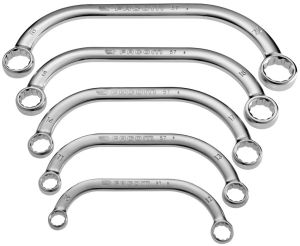Set of 5 metric half-moon offset-ring wrenches