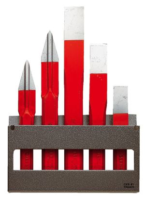 Set of chisels and cape chisels on holder