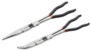 Set of 2 double jointed extra long half-round nose pliers