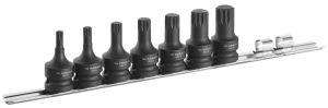 7-piece set of 1/2" drive XZN® male impact sockets on rack