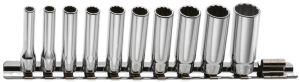 11-piece rack set of 1/4" long-reach inch 12-point sockets