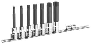 7-piece set of 1/2" long-reach XZN® sockets on rack