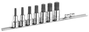 7-piece set of 1/2" short XZN® sockets on rack