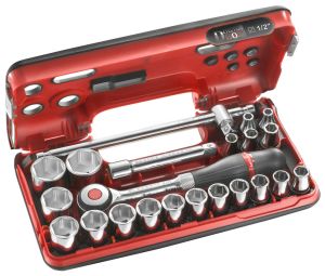 22-piece DBOX set of 1/2" 6-point metric-size sockets - S.360DBOX4