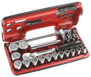 22-piece DBOX set of 6-point 1/2" metric-size sockets - SL.DBOX4