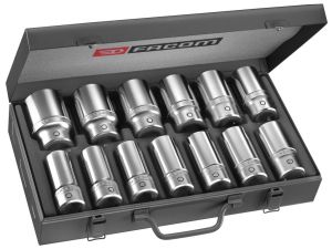 Box of 3/4" 6-point long-reach metric-size sockets