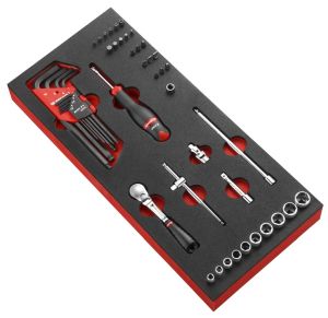 1/4" socket ratchet set in foam tray