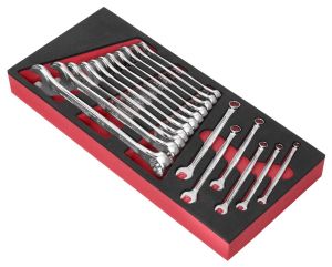 17 OGV® combination wrenches sizes 6 to 22 and 24 mm in foam tray