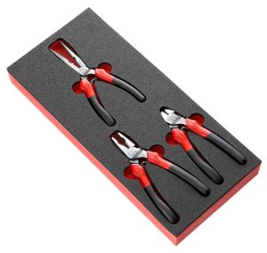 3-piece mechanic pliers set in foam tray