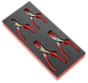 4-piece pliers set for Circlips® in foam tray
