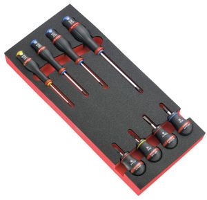 8 Protwist® screwdrivers set including 4 ball handles in foam tray