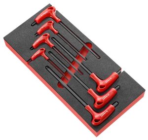 Tee-shaped keys set in foam tray