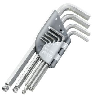 Set of 9 hexagonal stainless steel keys