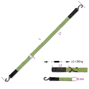 8188VFG2 cam buckle strap with S-hooks and Eyes, LC 250 kg high-grade polypropylene (PP) belt