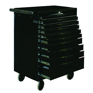 TCW810NBK Black 10 Drawer Roller Cabinet with Ball Bearing Slides