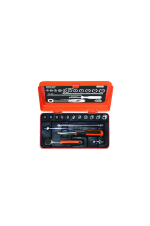 1/4" Square Drive Socket Set with Metric Hex Profile and Round Head Ratchet/Extension Bars