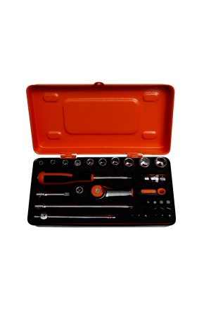 1/4" Square Drive Socket Set with Metric Hex Profile and Round Head Ratchet/Screwdriver Bits/Adaptor