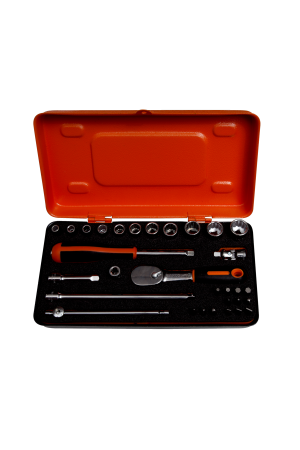 1/4" Square Drive Socket Set with Metric Bi-Hex Profile and Pear Head Ratchet/Screwdriver Bits