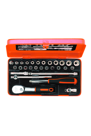 1/4" Square Drive Socket Set with Metric Hex Profile and Pear Head Ratchet/Screwdriver Bits