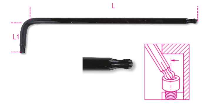 97BTXL Ball head offset key wrenches, long model, for Torx head screws