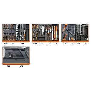 5904VG/3T Assortment of 132 tools in foam trays