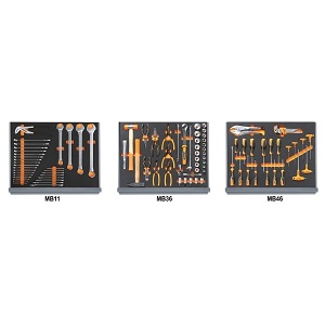 5935VG/1MB Assortment of 98 tools for tool chest C35, in soft foam trays
