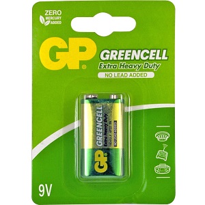 GP Batteries 'Greencell' Heavy Duty Batteries - Zinc Chloride - Size 9V