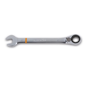 142MC Reversible ratcheting combination wrenches, open and offset ring ends, coloured, chrome-plated