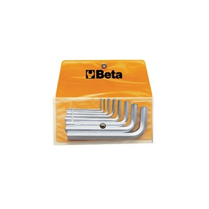 96/B.. Sets of offset hexagon key wrenches, chrome-plated, in wallets