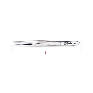 990 Straight thin knurled point spring tweezers, stainless steel