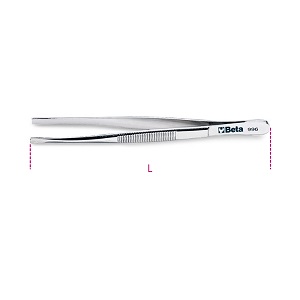 996 Straight end spring tweezers with wide tips, stainless steel