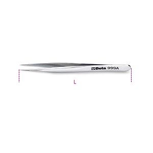 999A Extra slim short end spring tweezers, acid and magnetic resistant