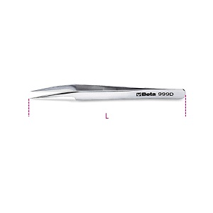 999D Extra slim angled end spring tweezers, acid and magnetic resistant